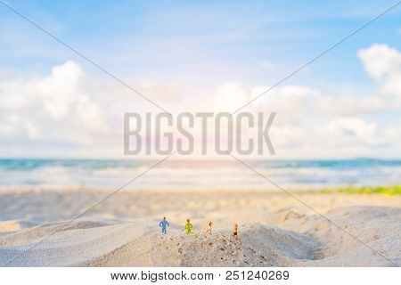 Image Of Two Runner On Sand Beach.