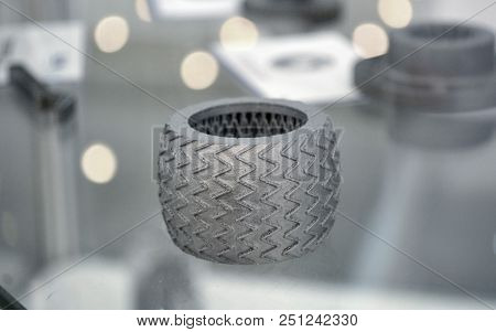 Selective Laser Melting. Object Printed On Metal 3d Printer. Model Created In Laser Sintering Machin