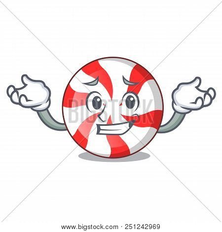 Grinning Peppermint Candy Character Cartoon Vector Illustration