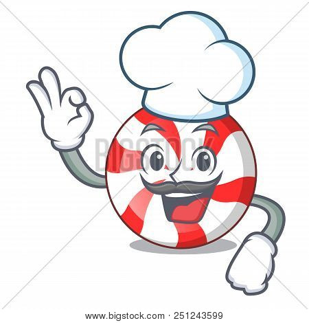 Chef Peppermint Candy Character Cartoon Vector Illustration
