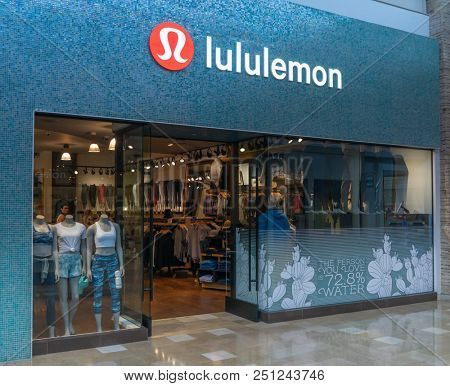 Chandler,Az/USA - 7.24.18: Lululemon is a Canadian athletic apparel retailer. Lululemon is a self-described yoga-inspired athletic apparel company for women and men.
