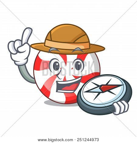 Explorer Peppermint Candy Mascot Cartoon Vector Illustration