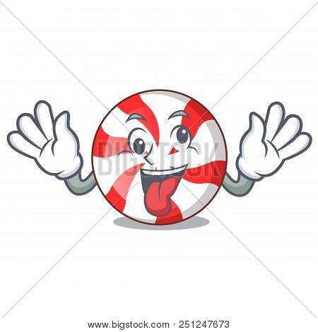 Crazy Peppermint Candy Mascot Cartoon Vector Illustration