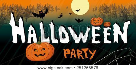 Happy Halloween Poster. Vector Hand Drawn Illustration