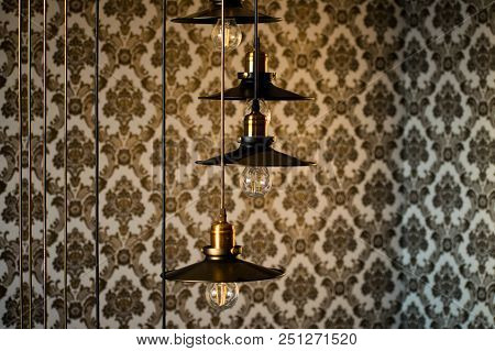 Black Decorative Lamps Hangs From The Ceiling. Modern Hanging Lamps, Modern Interior Design.
