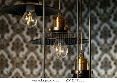 Black Decorative Lamps Hangs From The Ceiling. Modern Hanging Lamps, Modern Interior Design.