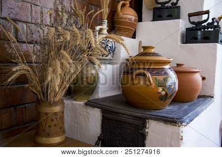 Traditional Romanian Earthenware Pottery In Buzau - Romania. Romanian Pottery Is Traditionally Produ
