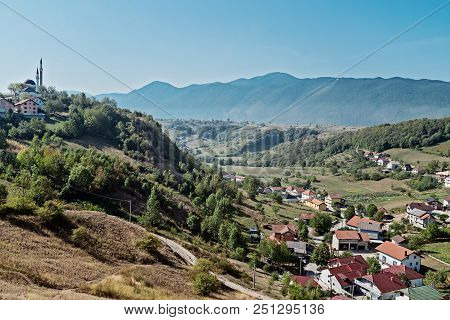 View Of A Mosque On The Hill, Bihac Town, Bosnia And Herzegovina
