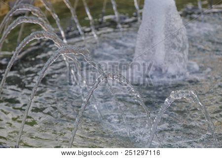 Fountain In The City Park Close-up On A Sunny Day