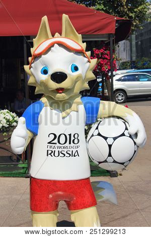 St. Petersburg, Russia - July 15, 2018: Fifa 2018 World Cup In Russia Official Mascot Zabivaka. Symb