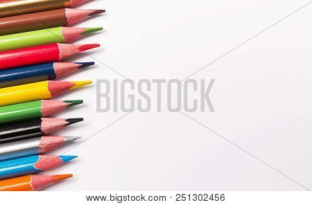 colorful drawing pencils isolated on white background