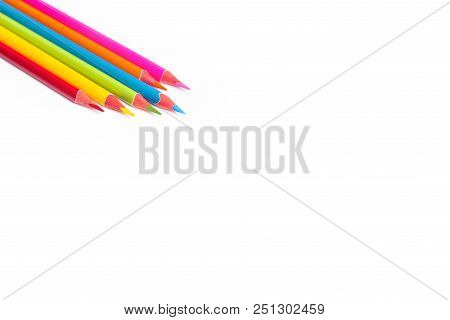 Colorful Drawing Pencils Isolated On White Background