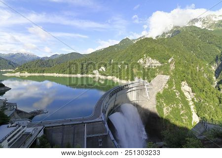 Discharge From Kurobe Dam In Toyama, Japan