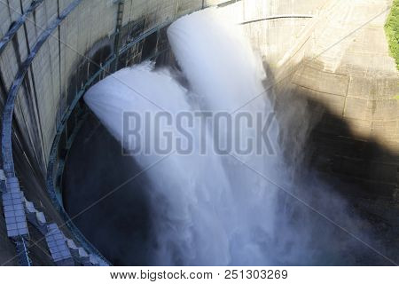 Discharge From Kurobe Dam In Toyama, Japan