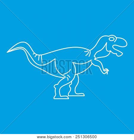 Tyrannosaur Icon Blue Outline Style Isolated Vector Illustration. Thin Line Sign