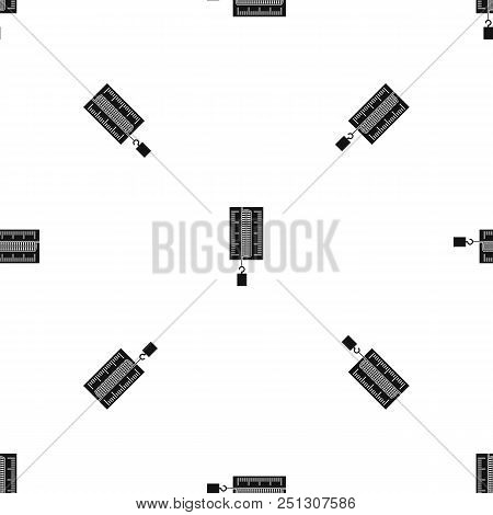 Physics Dynamometer For Laboratory Work Pattern Repeat Seamless In Black Color For Any Design. Vecto