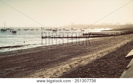 Photo Of Chalkwell Beach In Essex, Uk, Just Before Sunset