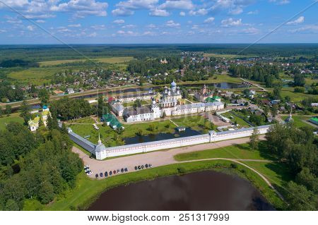 Tikhvinsky Bogorodichny Uspensky Monastery On A Sunny July Afternoon (aerial Photography). Tikhvin, 