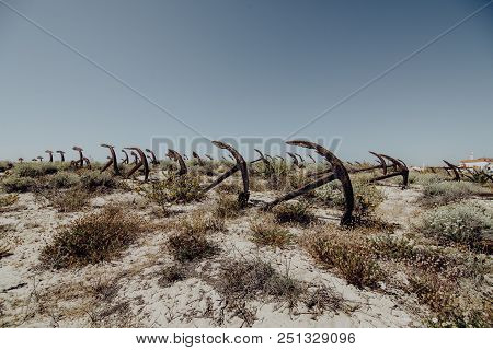 The Old Anchor Cemetery At The Barril Beach In Tavira Algarve Portugal