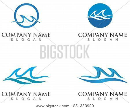 Waves Of Sea Or Ocean Waves, Blue Water, Splash And Gale, Vector Illustration