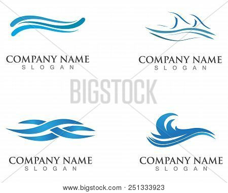 Waves Of Sea Or Ocean Waves, Blue Water, Splash And Gale, Vector Illustration