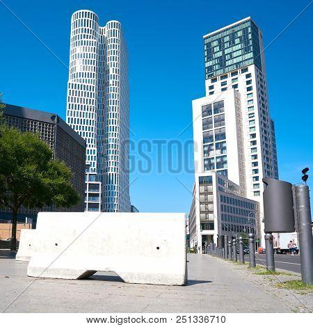 Concrete Barrier For Counterterrorism On The Breitscheidplatz In The City Center Of Berlin