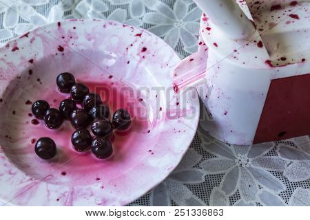 Cooking Cherry Jam. Cherries With Removed Cherrystones Using A Cherry Stoner . Site About Fruits, Be