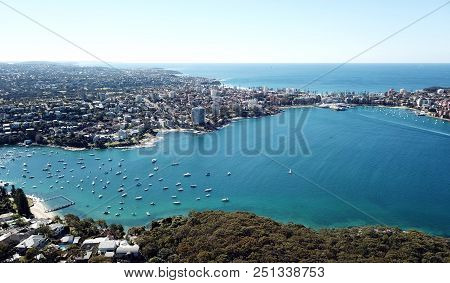 Aerial View Of Manly Beach, North Harbour And Tasman Sea. View From Tania Park, Dobroyd Head (sydney
