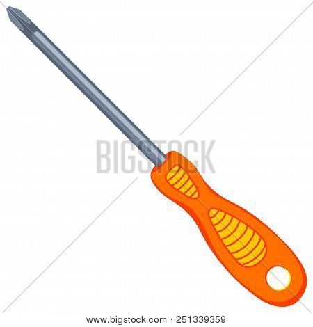 Colorful Cartoon Crosshead Screwdriver. Handyman Tool For Home Repair. Maintenance Themed Vector Ill