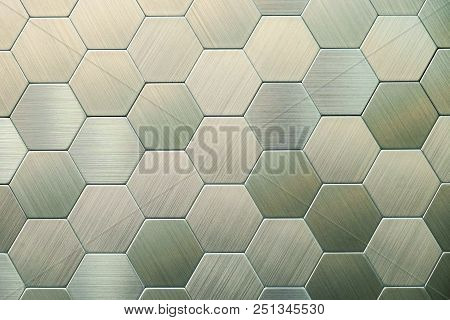 Abstract Silver Metal Background. Geometric Hexagons. Different Color
