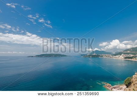 Summer Sea Landscape.  Rafailovici, Budvanska Riviera, Montenegro.
