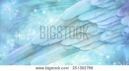 Blue Angel Wing Background - Section Of A Blue Feather Wing On A Blue Bokeh Sparkling Background