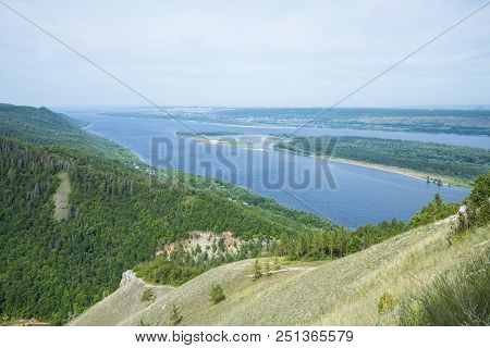 Strelnaya Mountain. Attraction Of The Samara Region. On A Sunny Summer Day