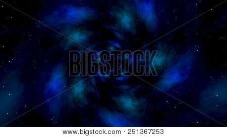 Blue Star Tunnel Abstract Motion Background. Abstract Animation Of Motion In The Blue Space Tube.