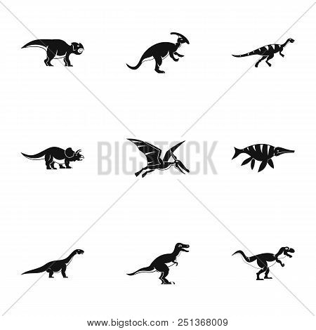 Wild Dinosaur Icons Set. Simple Set Of 9 Wild Dinosaur Vector Icons For Web Isolated On White Backgr