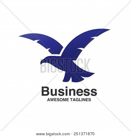 Best Eagle Fly Logo Template, Hawk Mascot Graphic, Blue Eagle Vector Logo