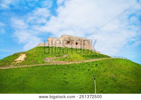 View Of The Castle On A Green Hill. Vilnius Is The Capital Of Lithuania.