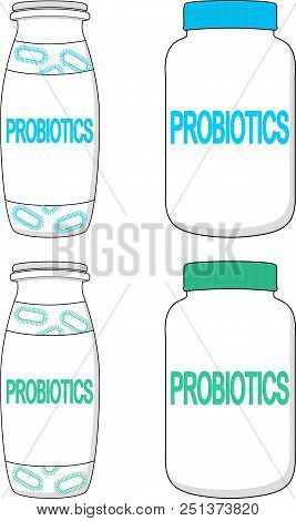 Template Of Small Blank Probiotics Bottle On White Background. Packaging Collection.