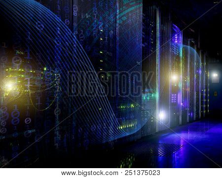 Futuristic Modern Server Room In The Data Center