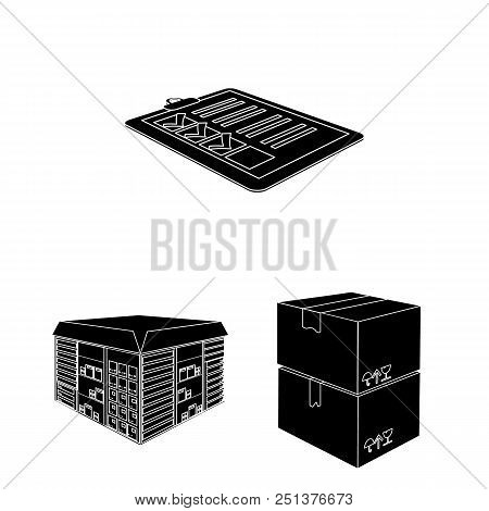 Logistics And Delivery Black Icons In Set Collection For Design. Transport And Equipment Isometric V