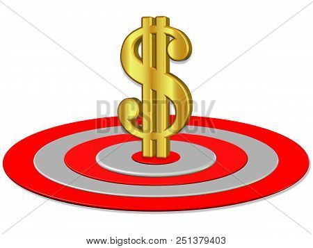 3d Render Illustration Of Golden Dollar Sign In Target