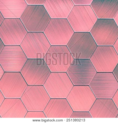 Abstract Silver Metal Background. Geometric Hexagons. Different Color