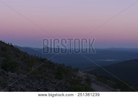 Pre-dawn Twilight In The Mountains Of The Northern Urals