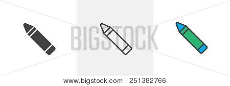 Crayon Icon. Line, Solid And Filled Outline Colorful Version, Outline And Filled Vector Sign. Symbol