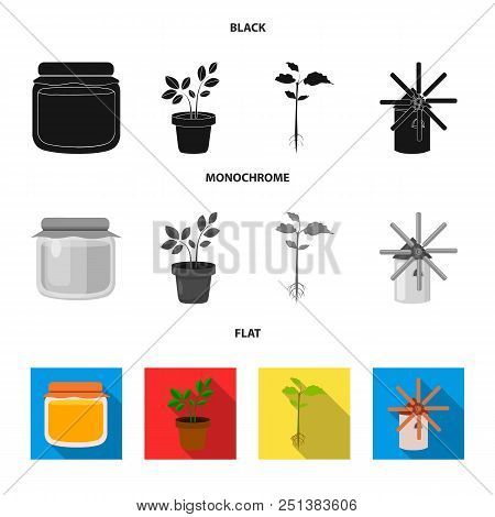 Honey Bank, Plant, Mill.farm Set Collection Icons In Black, Flat, Monochrome Style Vector Symbol Sto