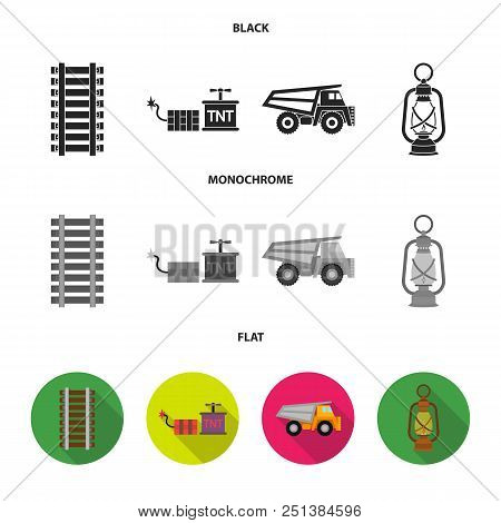 Ryllsy, Vzryvchatka, Dumper, Lantern.mine Set Collection Icons In Black, Flat, Monochrome Style Vect
