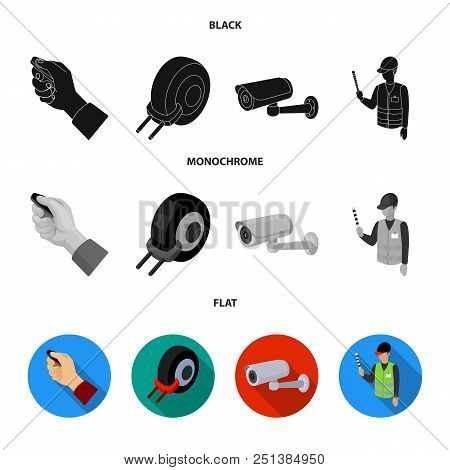 Car Alarm, Wheel Rim, Security Camera, Parking Assistant. Parking Zone Set Collection Icons In Black