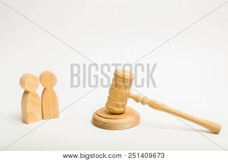 Two Men And A Hammer Of The Judge. The Trial Of Cases In Court, The Resolution Of A Dispute Between 