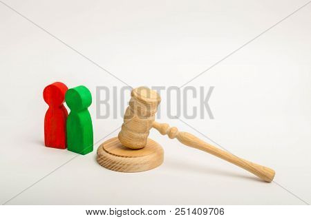 Two Men And A Hammer Of The Judge. The Trial Of Cases In Court, The Resolution Of A Dispute Between 