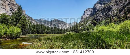 Panoramic View Of Zumwalt Meadow In Kings Canyon National Park California